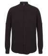 H592 Henbury Mandarin Roll Sleeve Anti-Bac Wicking Shirt Black colour image